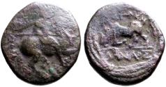 Ancient Coins - Ionia, Magnesia Ad Maeandrum AE17 Horseman w. spear / Bull butting left