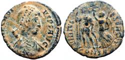 Ancient Coins - Arcadius AE17 Arcadius crowned by Victory. Constantinople