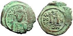 Ancient Coins - Maurice Tiberius AE31 Follis  Constantinople. year 6