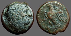 Ancient Coins - Sicily, Syracuse. Hiketas. AE23 Zeus Hellanios / Eagle on thundebolt