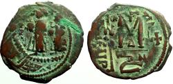 Ancient Coins - Heraclius & Heraclius Constantine AE34 Follis   Constantinople year 4