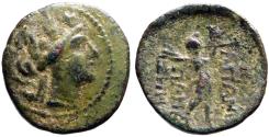 Ancient Coins - Phrygia, Apameia AE19 Turreted Tyche / Marsyas playing aulos