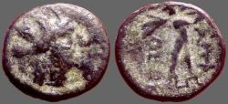 Ancient Coins - Phrygia, Apameia AE15 Turreted Tyche / Marsyas playing aulos
