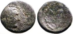 Ancient Coins - Sardes, Lydia AE17 Herakles / Apollo w. bird & laurel branch.