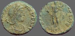 Ancient Coins - Constantius II AE3 Soldier holding globe and spear