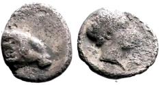 Ancient Coins - Troas, Kebren AR8 Obol. Apollo / Ram