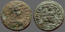 Ancient Coins - Septimius Severus AE18 Marcianopolis M.I. Cybele seated left, lion behind