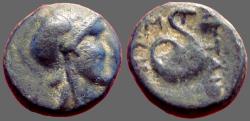 Ancient Coins - Pergamon, Mysia AE15 Athena / Coiled serpent