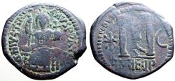 Ancient Coins - Justinian I AE34 Throne Follis.  Antioch year 5