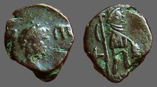 Ancient Coins - Leo I AE4 Leo stg w. long cross and hand on kneeling captive