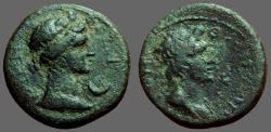 Ancient Coins - Pergamum, Mysia AE17 Bust of Roma w. Crescent / Bust of Roman Senate 