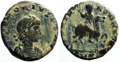 Ancient Coins - Honorius AE15 Emperor on horseback