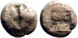 Ancient Coins - Lesbos, Mytilene AR6 Hemiobol. Confronting boar heads / Incuse