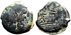 Ancient Coins - Roman Republic AE31 as.  Janus / Galley Prow