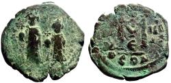 Ancient Coins - Heraclius & Heraclius Constantine AE30 Follis.  Constantinople