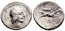 Ancient Coins - Roman Republic. L. Calpurnius Piso Frugi AR Denarius / Horseman