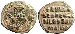 Ancient Coins - Romanus I AE27 Follis. Romanus w. transverse labarum and globus cruciger