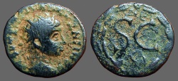 Ancient Coins - Elagabalus AE19 SC within wreath, ΔE above, Eagle below