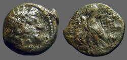 Ancient Coins - Seleukid. Antiochos VIII AE18, Rd Hd. of Antiochos right / Eagle standing left.
