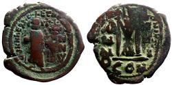 Ancient Coins - Heraclius & Heraclius Constantine AE30 Follis   Constantinople