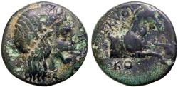 Ancient Coins - Ionia, Kolophon AE13.5 Apollo / forepart Horse