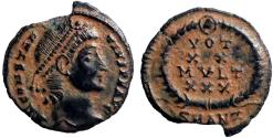 Ancient Coins - Constantius II AE3 Vows in wreath. VOT/XX/MVLT/XXX.  Antioch