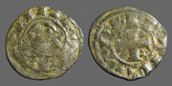 World Coins - Alfonso I 17mm billon denaro. bust left / Cross w. stars.
