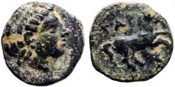 Ancient Coins - Gargara, Troas AE8.5 Apollo / Horse galloping