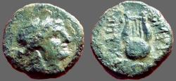 Ancient Coins - Ionia, Smyrna. AE10 Apollo / Lyre