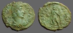 Ancient Coins - Constantius II AE3 Soldier holding globe and spear 