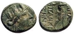 Ancient Coins - Phrygia, Apameia AE16 Turreted Tyche / Marsyas playing aulos