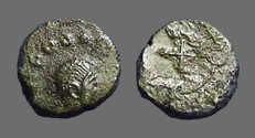 Ancient Coins - Theodosius II AE4 Cross in wreath 