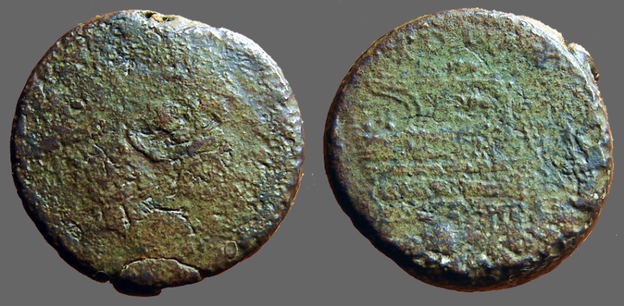 Ancient Coins - Roman Republic AE29 very early Sextans. (6th standard @ 27g)
