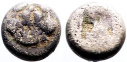 Ancient Coins - Lesbos, Mytilene AR8 Hemiobol. Confronting boar heads / Incuse