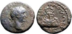 Ancient Coins - Trajan AE16 Cappadocia, Caesarea. Mt. Argaeus w. wreath