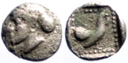 Ancient Coins - Lesbos, Methymna AR7 Hemiobol.  Nymph / Cock