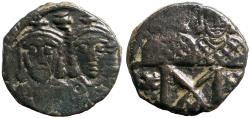 Ancient Coins - Leo IV the Khazar w. Constantine VI, Leo III & Constantine V  AE17 Follis. Constantinople