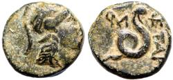 Ancient Coins - Mysia, Pergamon. King Philetairos  AE16 Athena / Serpent rising