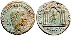Ancient Coins - Philip II AE27 Tetrassarion.  Cyrrhestica. Cyrrhus. Temple of Zeus Kataibates