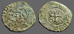 World Coins - Fernando II of Navarra billon dinero. Crowned 'F' / Short Cross   1513-1516 AD