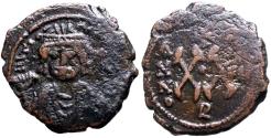Ancient Coins - Maurice Tiberius AE23 half Follis. Theoupolis