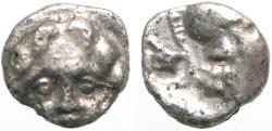 Ancient Coins - Selge, Pisidia AR10 Obol. Gorgoneion / Athena in helmet