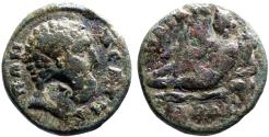 Ancient Coins - Phrygia, Peltai. Pseudo-autonomous AE19 Herakles / River-god Maeandros