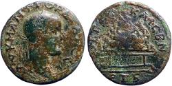Ancient Coins - Gordian III AE26 Cappadocia, Caesarea. Mt. Argaeus set upon altar