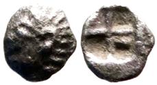 Ancient Coins - Ionia, Phokaia. AR4.5 Hemitetartemorion. Athena / incuse square