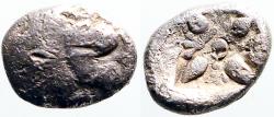 Ancient Coins - Ionia, Miletos AR10 diobol. Lion / incuse Stellate pattern
