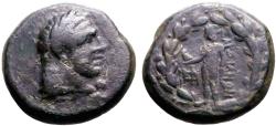 Ancient Coins - Sardes, Lydia AE17 Herakles / Apollo w. bird & laurel branch