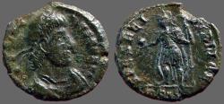Ancient Coins - Constantius II. AE3 Emperor in military dress w. globe & spear