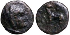 Ancient Coins - Ionia, Ephesos AE9.5 veiled Arsinoe II / Stag kneeling