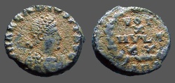 Ancient Coins - Arcadius AE4 Vows in wreath.  VOT/X/MVLT/XX. Antioch mint  